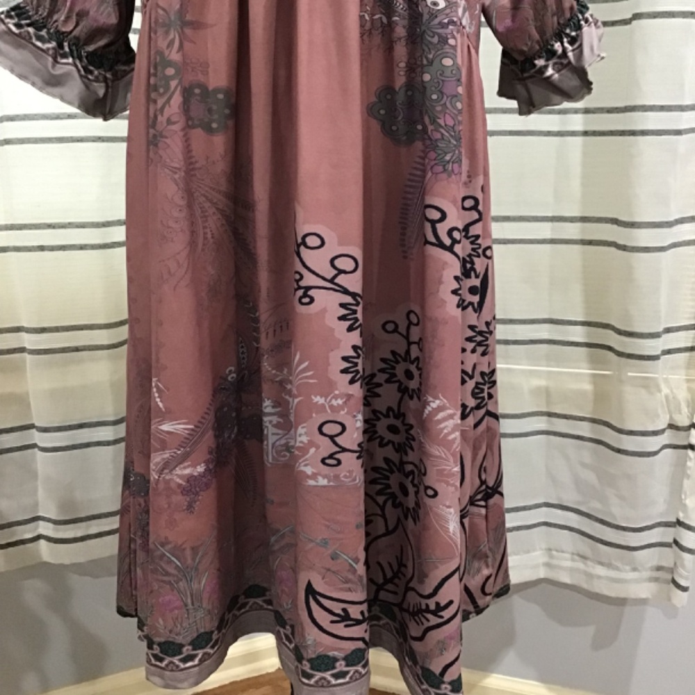 Pink Daisy Women’s Size 1X Plus (14/16) V Neck 3/4 Ruffle Sleeve Dress Fairy - Picture 3 of 12